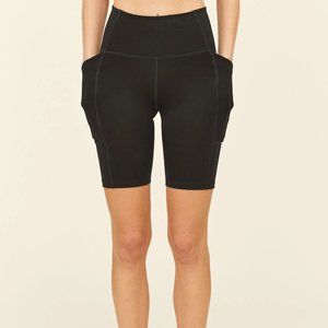 Girlfriend Collective Black High-Rise Pocket Bike Short